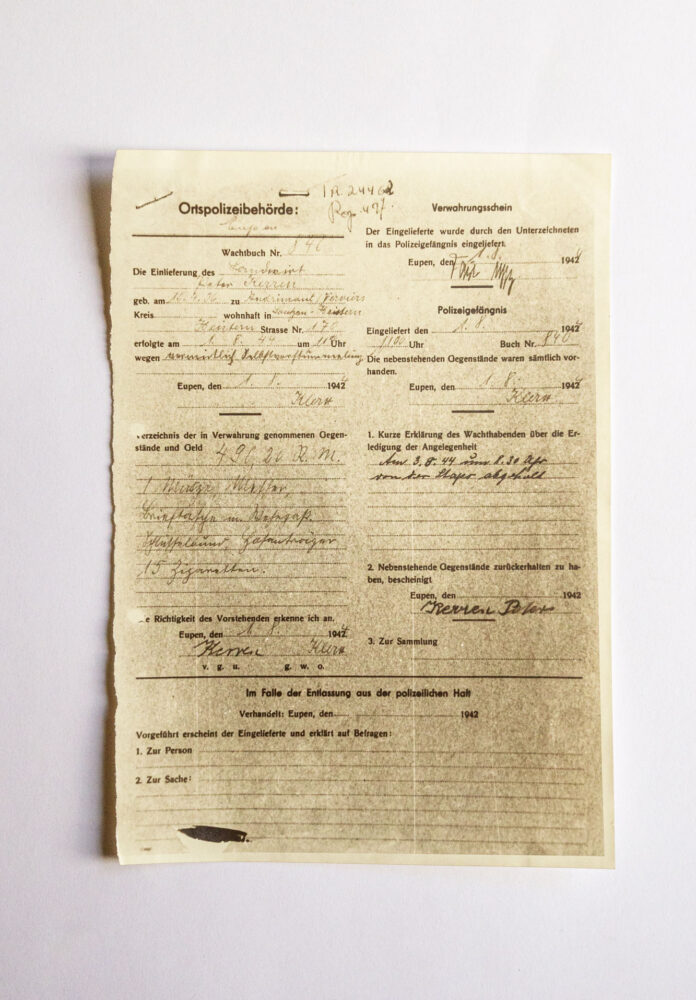 Archiv des Kriegsopferdiensts, Akte Peter Kerren, aos-d10807. 
Photo: Philippe Beck