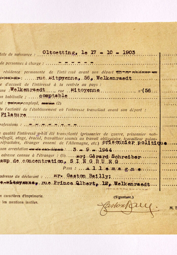 Archiv des Kriegsopferdiensts, Personalakte Gérard Schreiber, aos-d118503. Photo: Philippe Beck