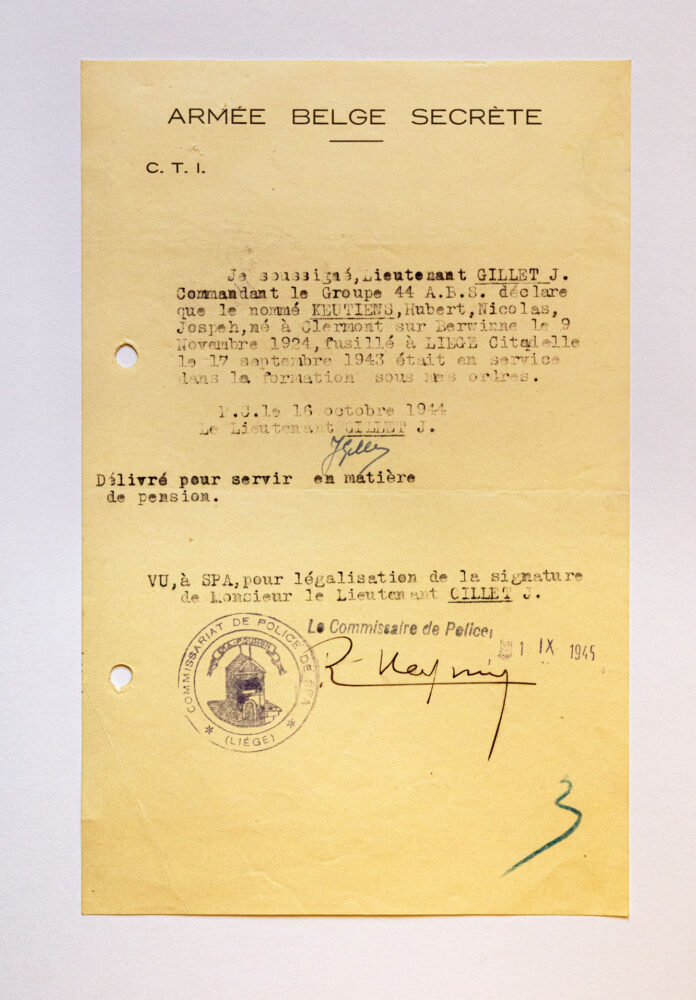 Archiv des Kriegsopferdiensts, Akte Hubert Keutiens, PPAD603088/1293. Photo: Philippe Beck